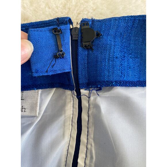 Clare Joseph Vintage Hand Loomed Pure Matka Silk Blue Skirt Sz 10 - Picture 8 of 9